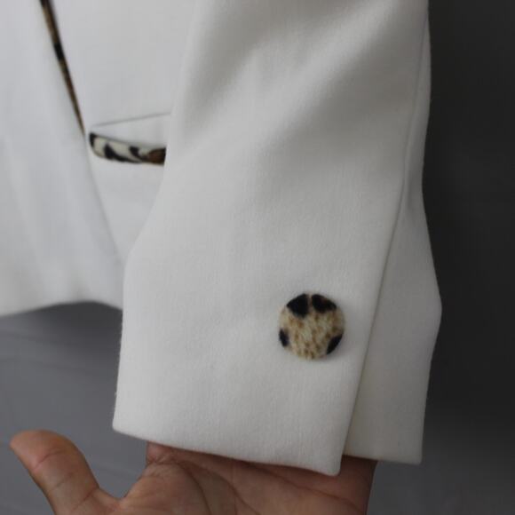 Leopard Trim White Blazer - Picture 6 of 16